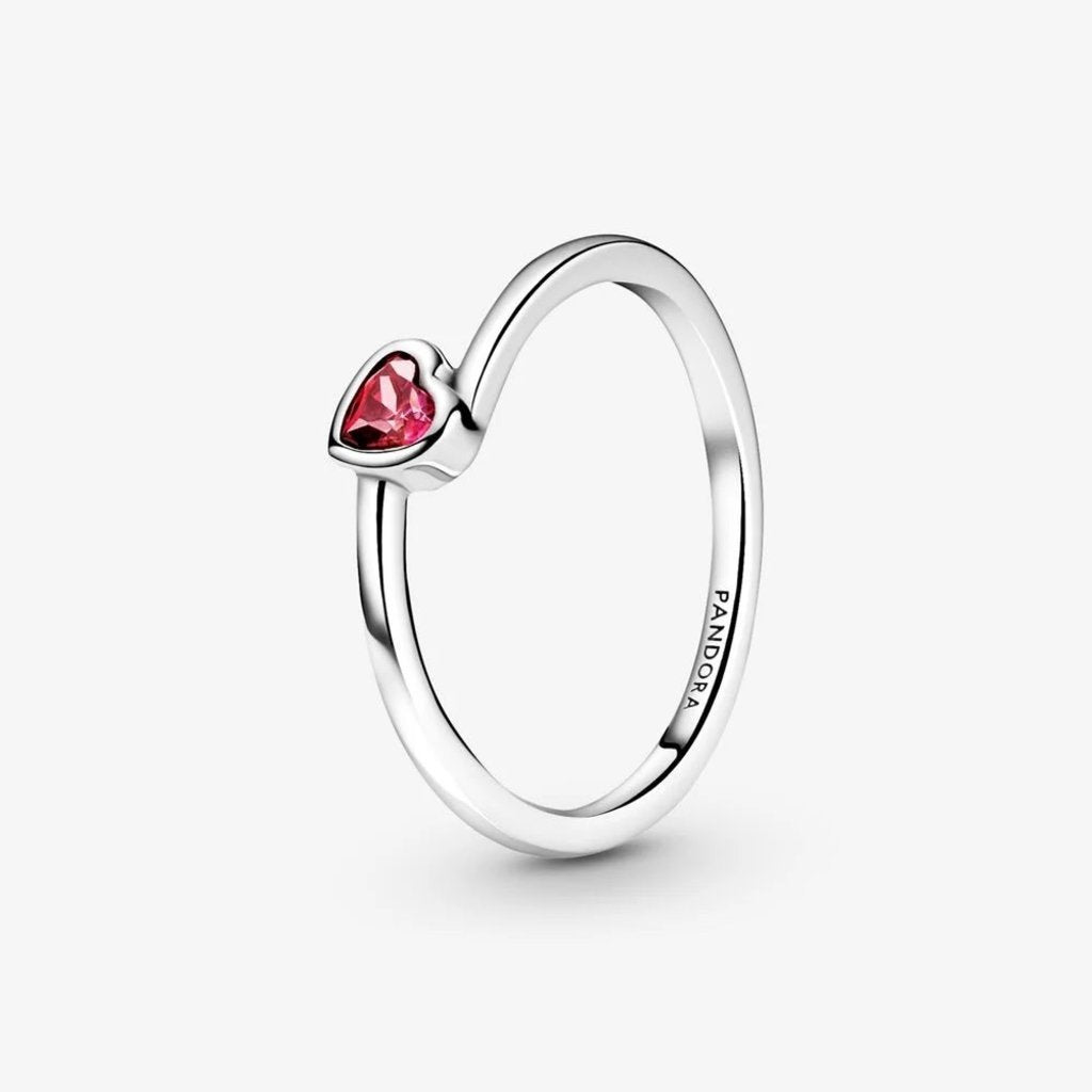 Tilted Heart Solitaire Ring