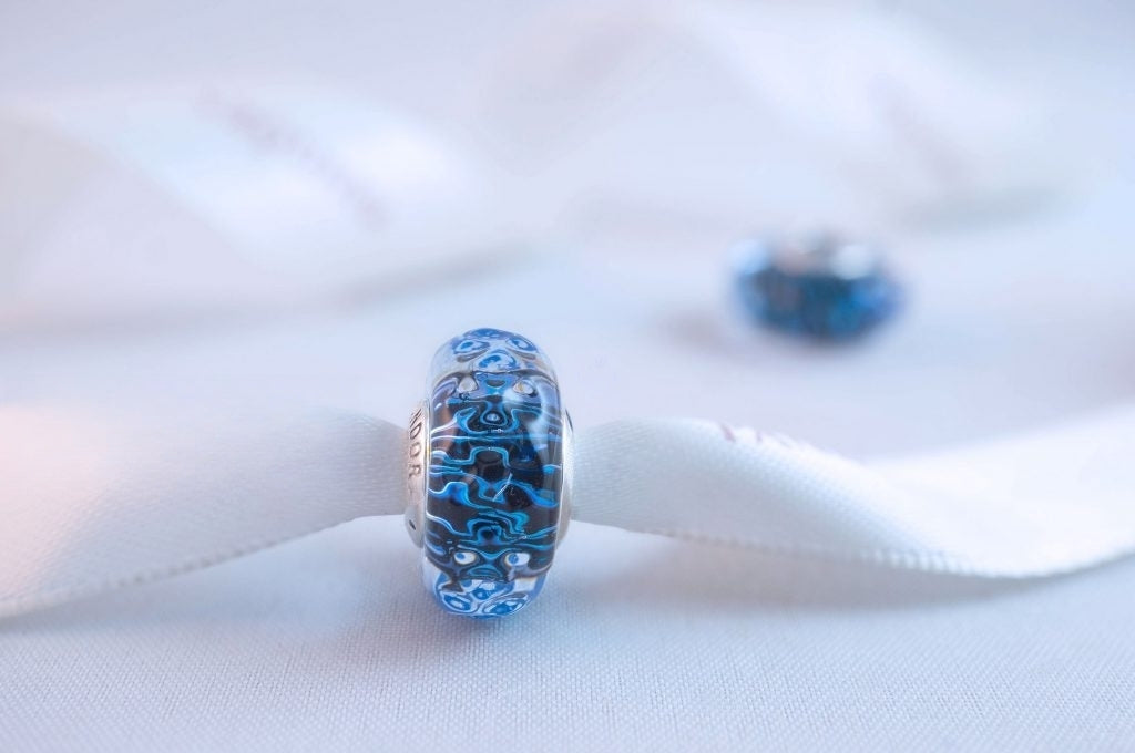 Wavy Dark Blue Murano Glass Ocean Charm