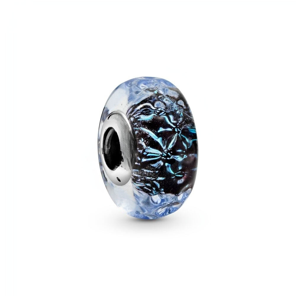Wavy Dark Blue Murano Glass Ocean Charm